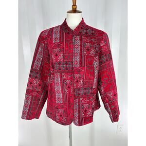 MOLLY & MAXX Women’s Multicolor Full Zip Brocade Jacket Sz 1X